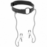 FETISH SUBMISSIVE - ANILLO DE AMORDAZAMIENTO CON PINZAS PARA PEZONES