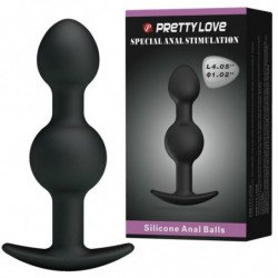 PRETTY LOVE - BOLAS ANALES DE SILICONA PARA ESTIMULACIÓN ESPECIAL 10,3 CM NEGRAS
