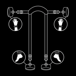 FETISH SUBMISSIVE - POSICIÓN DE DOMINIO CON 4 ESPOSAS FORRADAS CON NOPRENE
