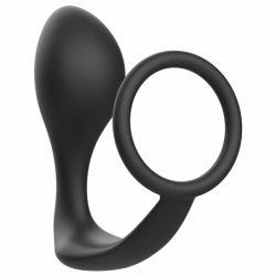 JUGUETES PARA ADICTOS - TAPÓN ANAL CON ANILLO DE SILICONA NEGRO