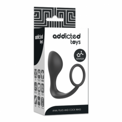 JUGUETES PARA ADICTOS - TAPÓN ANAL CON ANILLO DE SILICONA NEGRO