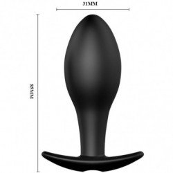 PRETTY LOVE - TAPON ANAL DE SILICONA CON ANCLAJE, 12 MODOS DE VIBRACIÓN, NEGRO