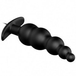 PRETTY LOVE - Tapón anal de silicona con estimulación extra y 12 modos de vibración, color negro, control remoto.