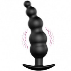 PRETTY LOVE - Tapón anal de silicona con estimulación extra y 12 modos de vibración, color negro, control remoto.