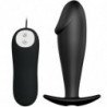 PRETTY LOVE - TAPÓN ANAL DE SILICONA CON FORMA DE PENE Y 12 MODOS DE VIBRACIÓN, COLOR NEGRO
