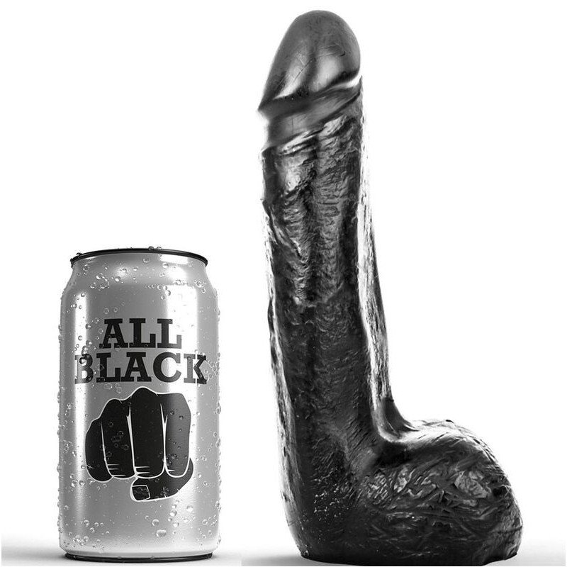 TOTALMENTE NEGRO - DILDO REALISTA NEGRO SUAVE DE 20 CM