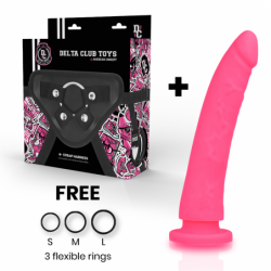 DELTA CLUB - JUGUETE ARNÉS + DONG SILICONA ROSA 20 CM -O- 4 CM
