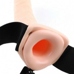 SERIE FETISH FANTASY - STRAP-ON VIBRADOR HUECO DE 19 CM MARRÓN