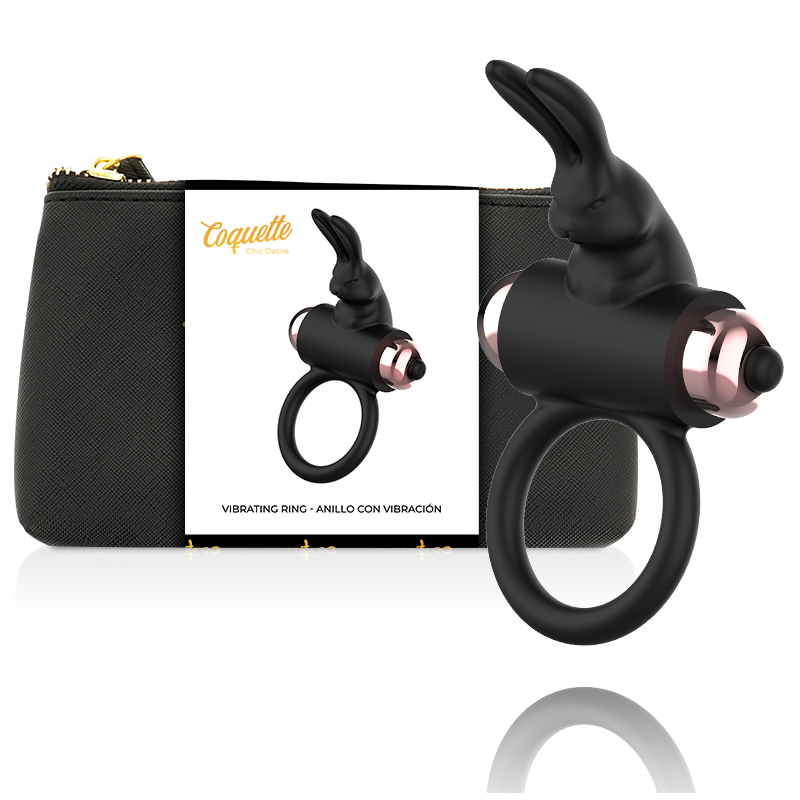 COQUETTE CHIC DESIRE - ANILLO PARA EL PENE CON VIBRADOR NEGRO/DORADO