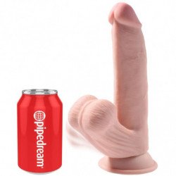 KING COCK - DILDO 3D PLUS CON TESTÍCULOS OSCILANTES DE 24,5 CM, PIEL CLARA