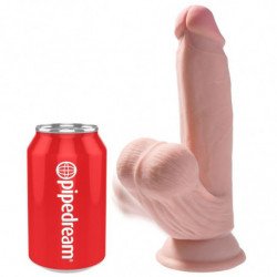 KING COCK - DILDO 3D PLUS CON TESTÍCULOS OSCILANTES DE 15,2 CM, PIEL CLARA