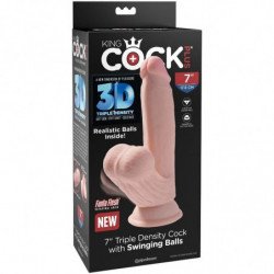 KING COCK - DILDO 3D PLUS CON TESTÍCULOS OSCILANTES DE 15,2 CM, PIEL CLARA
