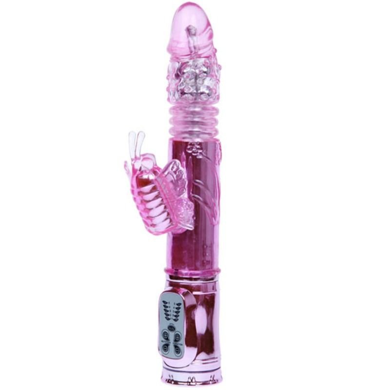 BAILE - VIBRADOR RECARGABLE CON ROTACIÓN Y ESTIMULADOR DE MANTEQUILLA PULSOANTE