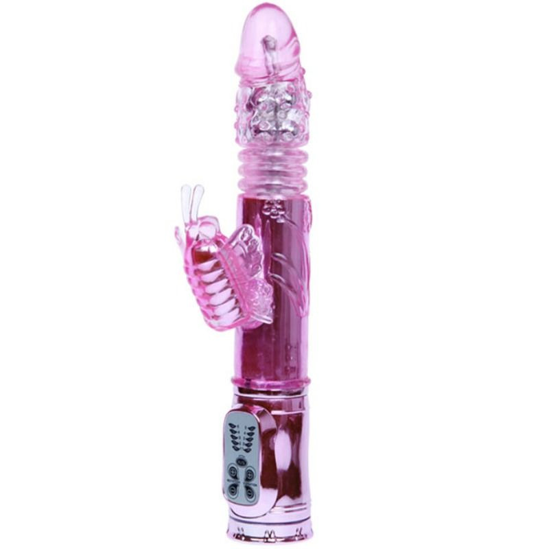 BAILE - VIBRADOR RECARGABLE CON ROTACIÓN Y ESTIMULADOR DE MANTEQUILLA PULSOANTE