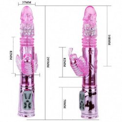 BAILE - VIBRADOR RECARGABLE CON ROTACIÓN Y ESTIMULADOR DE MANTEQUILLA PULSOANTE