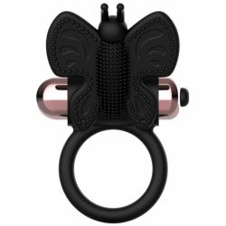 COQUETTE CHIC DESIRE - ANILLO PARA PENE CON FORMA DE MARIPOSA Y VIBRADOR NEGRO/DORADO