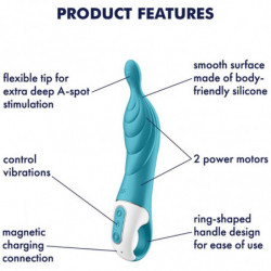 SATISFYER - INCREÍBLE VIBRADOR TURQUESA DE 2 PUNTOS