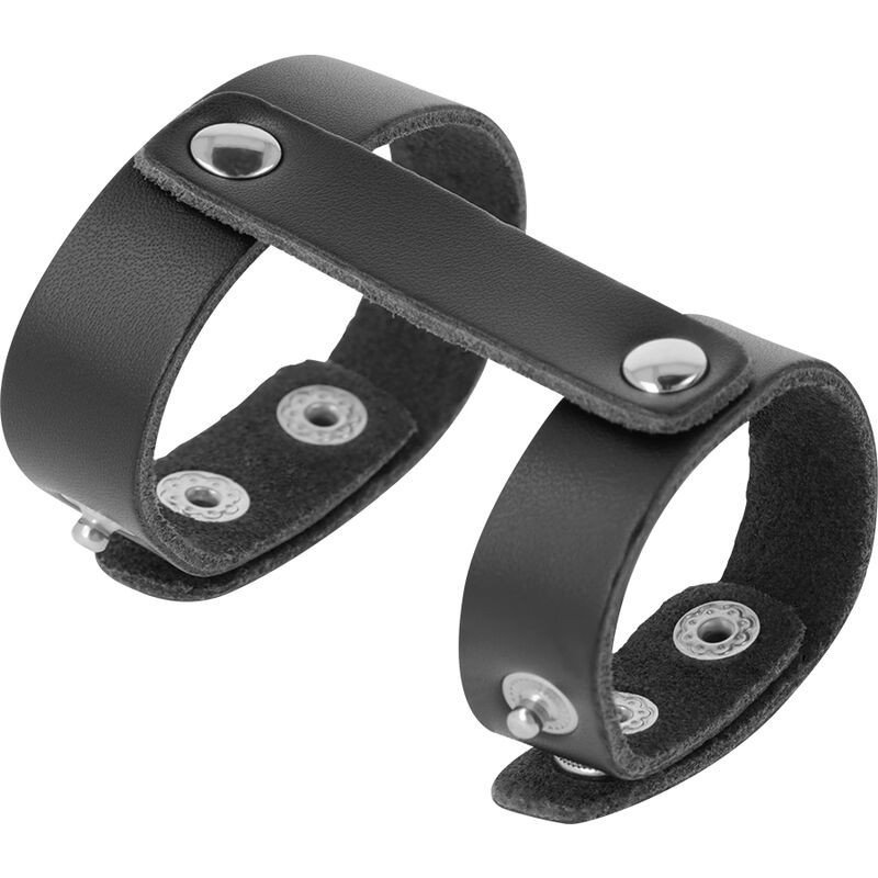 OSCURIDAD - ANILLO AJUSTABLE DE CUERO PARA PENE Y TESTÍCULOS