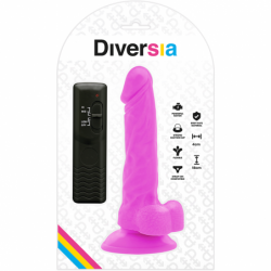 DIVERSIA DILDO FLEXIBLE CON VIBRACIÓN 18 CM - LILA