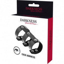 OSCURIDAD - ANILLO DOBLE DE CUERO AJUSTABLE PARA PENE Y TESTÍCULOS