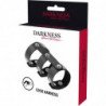 OSCURIDAD - ANILLO DOBLE DE CUERO AJUSTABLE PARA PENE Y TESTÍCULOS
