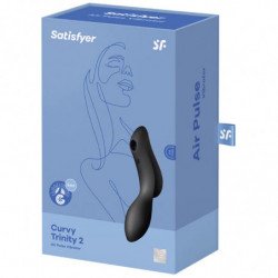 SATISFACTOR - CURVY TRINITY 2 VIBRADOR DE PULSO DE AIRE NEGRO