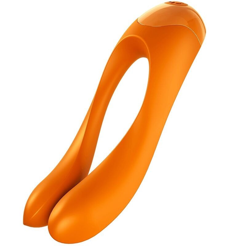 SATISFACTOR - VIBRADOR DE DEDO CON FORMA DE BASTÓN DE CARAMELO NARANJA