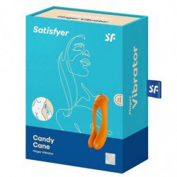 SATISFACTOR - VIBRADOR DE DEDO CON FORMA DE BASTÓN DE CARAMELO NARANJA