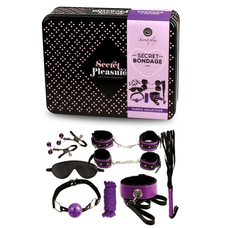 SECRETPLAY - CONJUNTO BDSM DE 8 PIEZAS MORADO/NEGRO