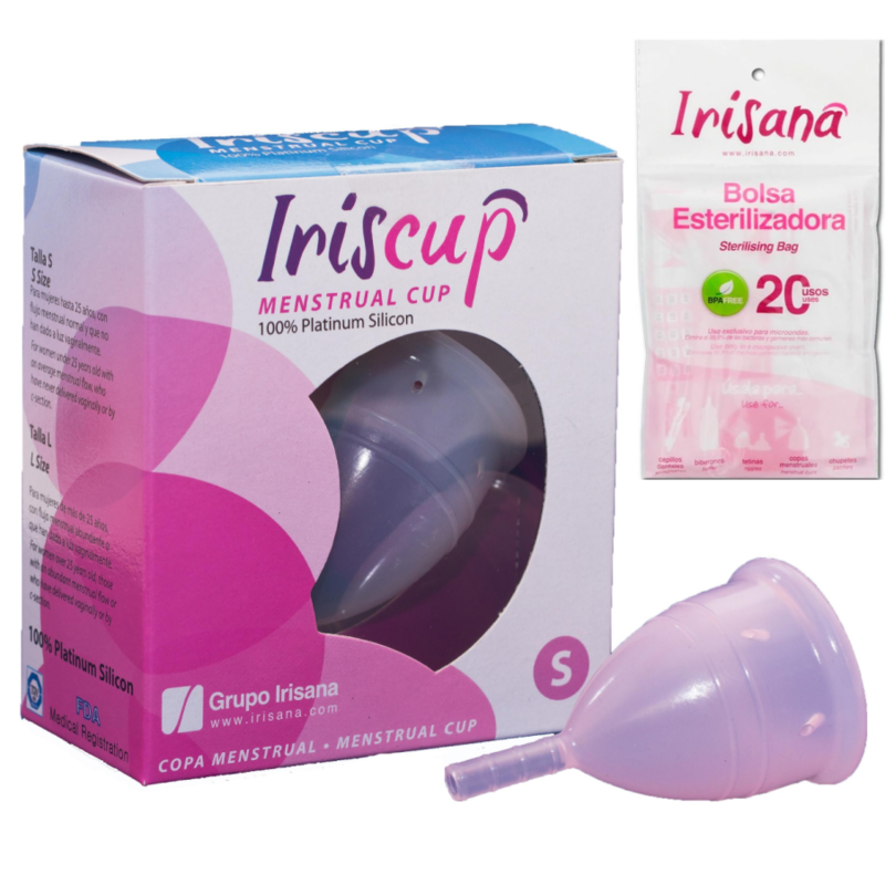IRISCUP - COPA MENSTRUAL ROSA PEQUEÑA A + BOLSA ESTERILIZADORA GRATIS