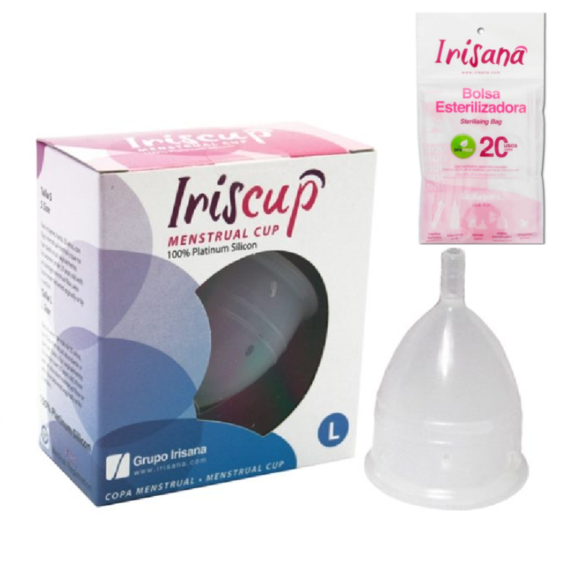 IRISCUP - COPA MENSTRUAL ROSA GRANDE + BOLSA ESTERILIZADORA GRATIS