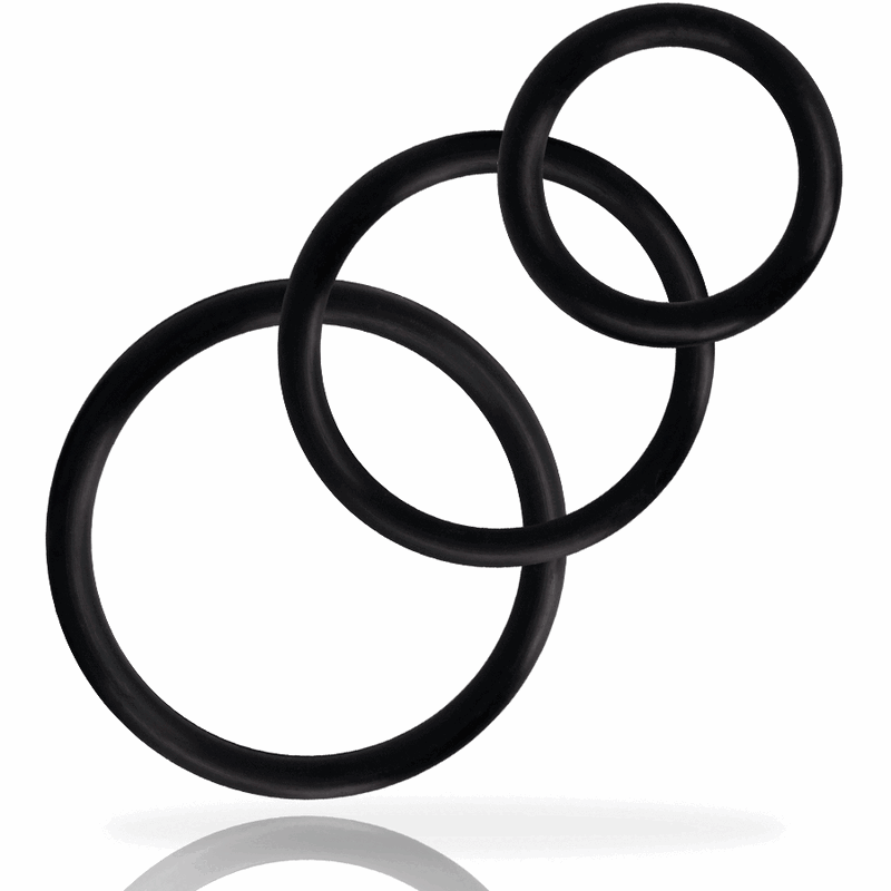 JUGUETES PARA ADICTOS - JUEGO DE ANILLOS PARA PENE NEGRO