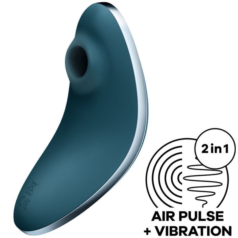 SATISFACTOR - AMANTE DE LA VULVA 1 ESTIMULADOR Y VIBRADOR DE PULSOS DE AIRE AZUL