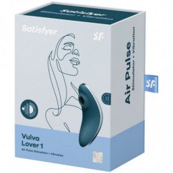 SATISFACTOR - AMANTE DE LA VULVA 1 ESTIMULADOR Y VIBRADOR DE PULSOS DE AIRE AZUL