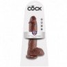 KING COCK - 10 DILDOS MARRONES CON TESTÍCULOS 25,4 CM