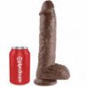 KING COCK - 10 DILDOS MARRONES CON TESTÍCULOS 25,4 CM