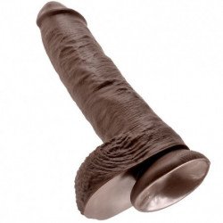 KING COCK - 10 DILDOS MARRONES CON TESTÍCULOS 25,4 CM