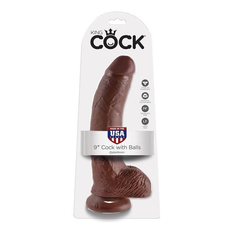 KING COCK - 9 DILDO MARRÓN CON TESTÍCULOS 22,9 CM