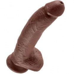 KING COCK - 9 DILDO MARRÓN CON TESTÍCULOS 22,9 CM