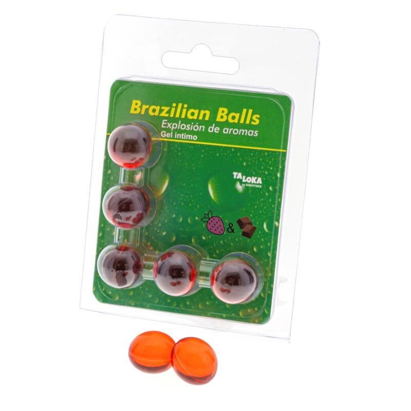 TALOKA - 5 BOLAS BRASILEÑAS DE GEL ÍNTIMO DE FRESA Y CHOCOLATE