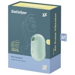 SATISFACTOR - PRO TO GO 2 ESTIMULADOR Y VIBRADOR DE DOBLE PULSO DE AIRE VERDE