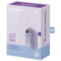 SATISFACTOR - PRO TO GO 2 ESTIMULADOR Y VIBRADOR DE DOBLE PULSO DE AIRE VIOLETA