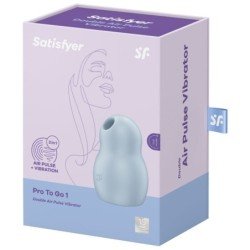SATISFACTOR - PRO TO GO 1 ESTIMULADOR Y VIBRADOR DE DOBLE PULSO DE AIRE AZUL