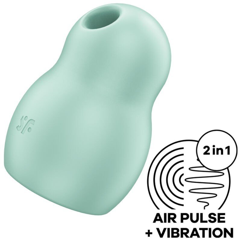 SATISFACTOR - PRO TO GO 1 ESTIMULADOR Y VIBRADOR DE DOBLE PULSO DE AIRE VERDE