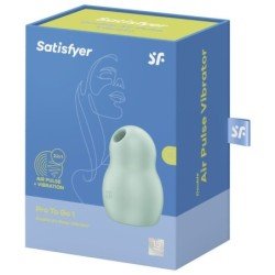 SATISFACTOR - PRO TO GO 1 ESTIMULADOR Y VIBRADOR DE DOBLE PULSO DE AIRE VERDE