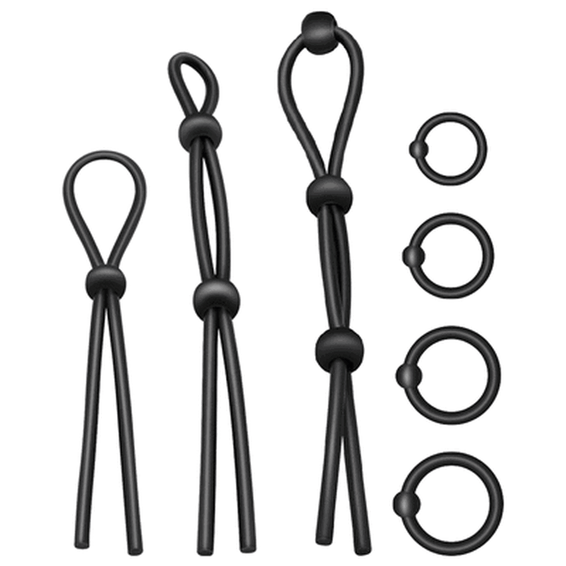 JUGUETES PARA ADICTOS - JUEGO DE 7 ANILLOS PARA EL PENE DE SILICONA FLEXIBLE