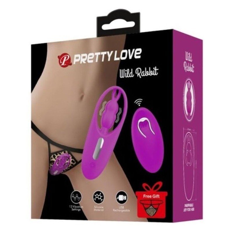 PRETTY LOVE WILD RABBIT ESTIMULADOR PARA BRAGUITA CON CONTROL REMOTO - LILA