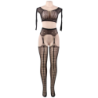 QUEEN LINGERIE BODYSTOCKING TOP MANGA LARGA S-L