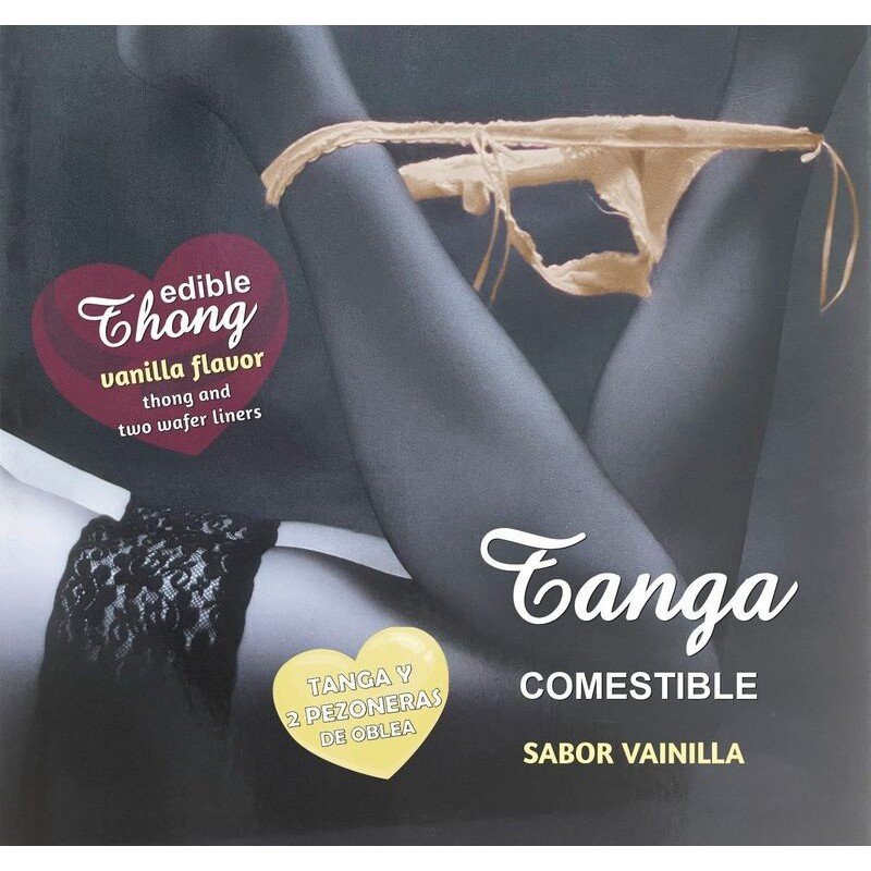 HOTFLOWERS - TANGA DE OBLEA Y 2 ALMOHADILLAS PARA PEZONES, SABOR A VAINILLA /es/pt/en/fr/it/