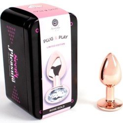 SECRETPLAY - Tapón anal de metal color oro rosa, tamaño pequeño (7 cm).